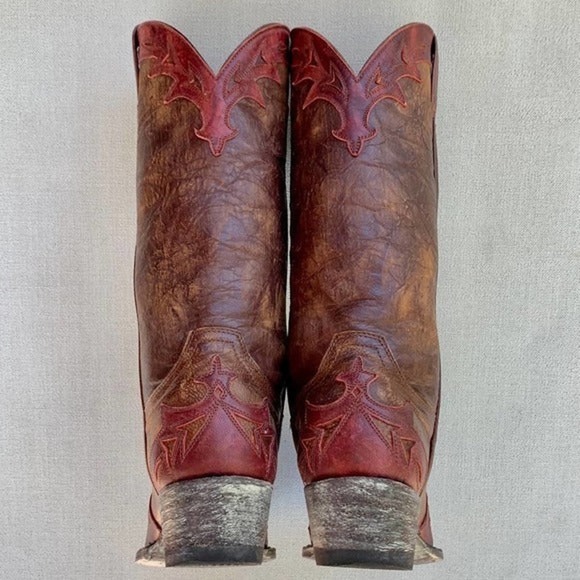 OLD GRINGO Brown Red Leather Tall Mid-Calf Cowgirl Cowboy Western Boots 7.5 - Picture 6 of 8